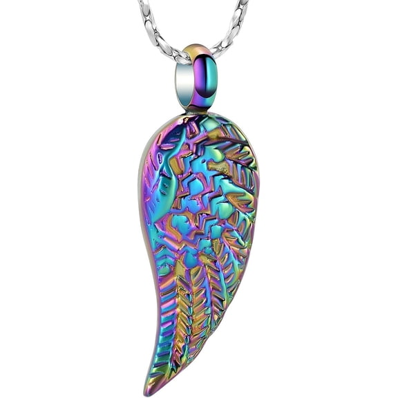 Angel Wing Cremation Jewelry Urn Necklace for Ashes for Women Men Stainless Steel Urn Pendant Ashes Holder Memorial Jewelry