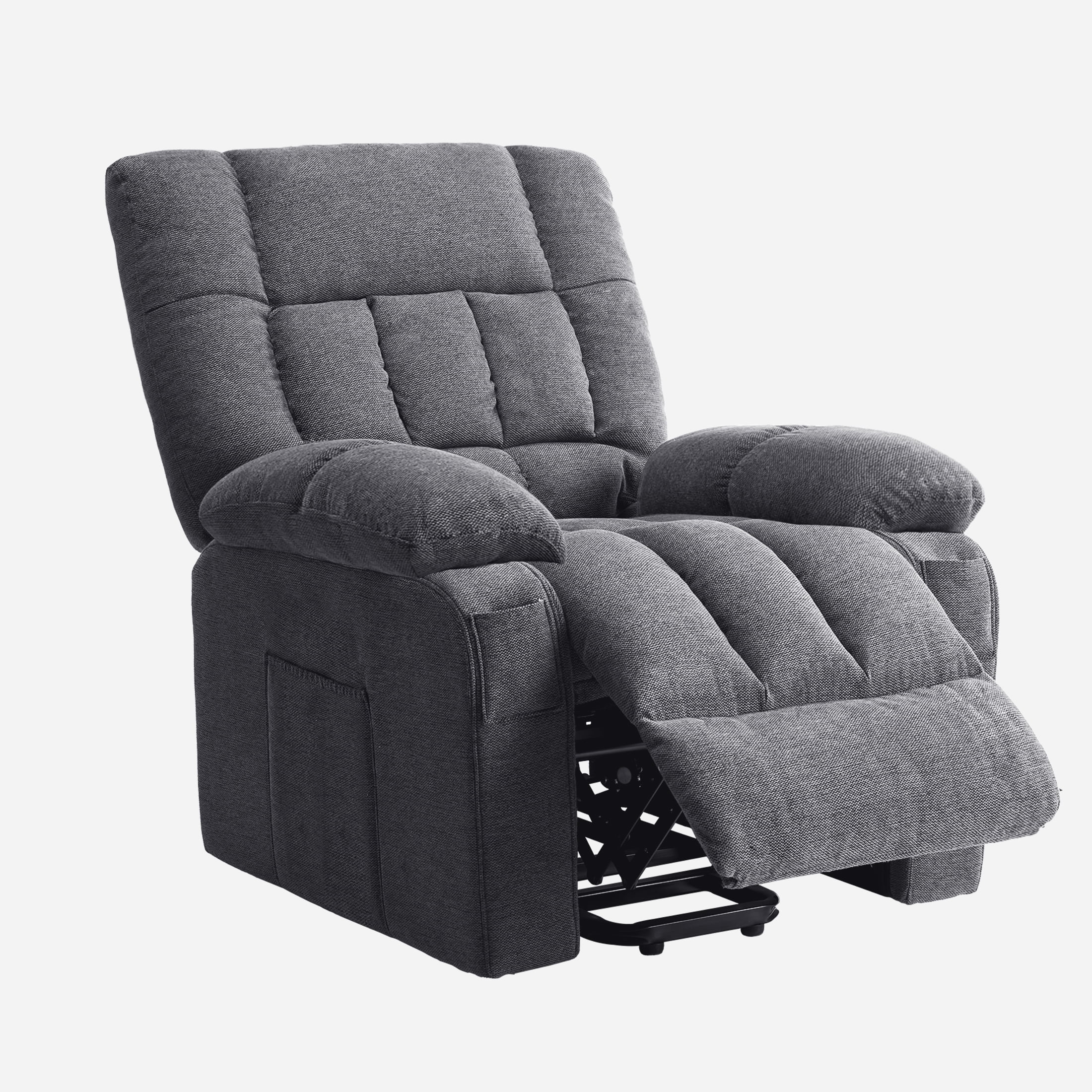 Power Lift Recliner Chair with Vibration Massage and Heat for Elderly, Ergonomic Overstuffed Breathable Fabric Reclining Chair,Grey