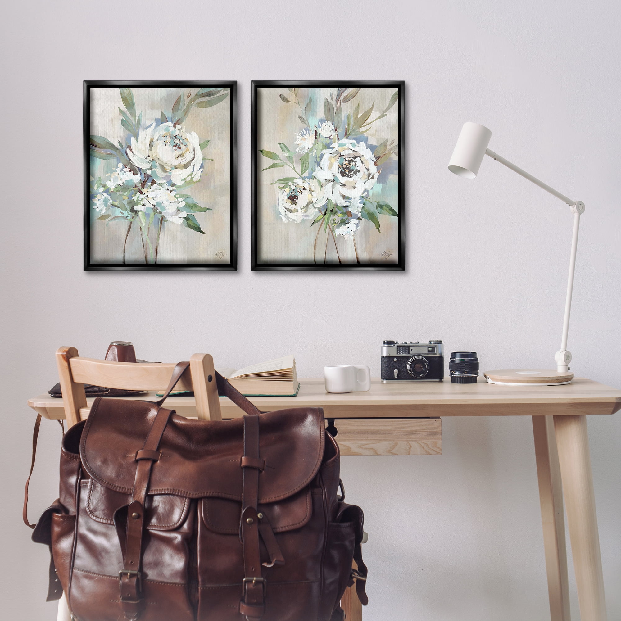 Stupell Industries Antique Rose Bundles Plants & Flowers Painting Black Floater Framed Canvas Art Print Wall Art, 17 x 21, Set of 2