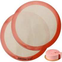 Round Silicone Baking Mats for 10 inch Cake Pan, 10 Inch Cake Mat/Tortilla Press Liner/Pizza Mat/Dough Mat for Cake/Tortilla/Pie/Pizza/Dough/Pastry, Food Grade Non-Stick Reusable(Round 9.65", 2PCS)