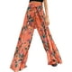 thumbnail image 1 of VISgogo - Pantalones palazzo con cinturón para mujer, pantalones de playa sueltos bohemios de cintura alta con estampado floral/a cuadros/cachemira VISgogo moda, 1 of 2