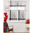 thumbnail image 3 of Valentines 3 Piece Kitchen Curtains Tiers and Valances Set Hello Love Window Curtains Set Black Stripes Decor Rod Pocket Valance for Kitchen Bedroom Living Room Valentines Decor 54 x 24 in, 3 of 6