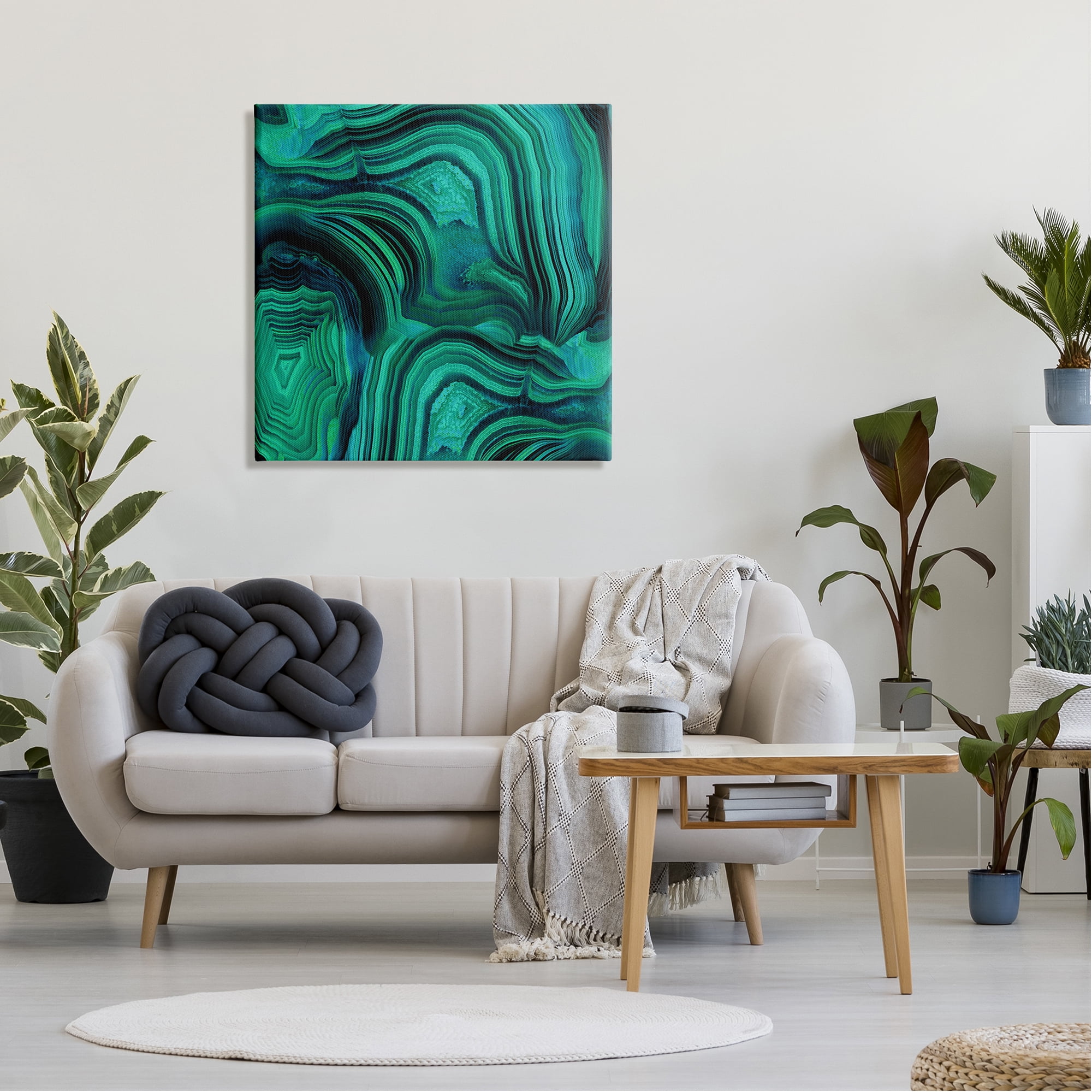 Stupell Green & Blue Malachite Abstract Abstract Painting Gallery Wrapped Canvas Print Wall Art
