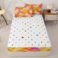 thumbnail image 4 of Manfei Ink Mermaid Scale Zipper Twin Comforter Sets with Fitted Sheet and 2 Pillowcases, Dreamy Sealife Zipper Bedding Set, Orange Gold, Polkadot Reversible, 4 Pieces, 4 of 7