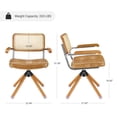 thumbnail image 6 of Art Leon Mid Century Accent Desk Chair No Wheel,PU Leather Rattan Back with Beech Wood Legs,Brown, 6 of 6
