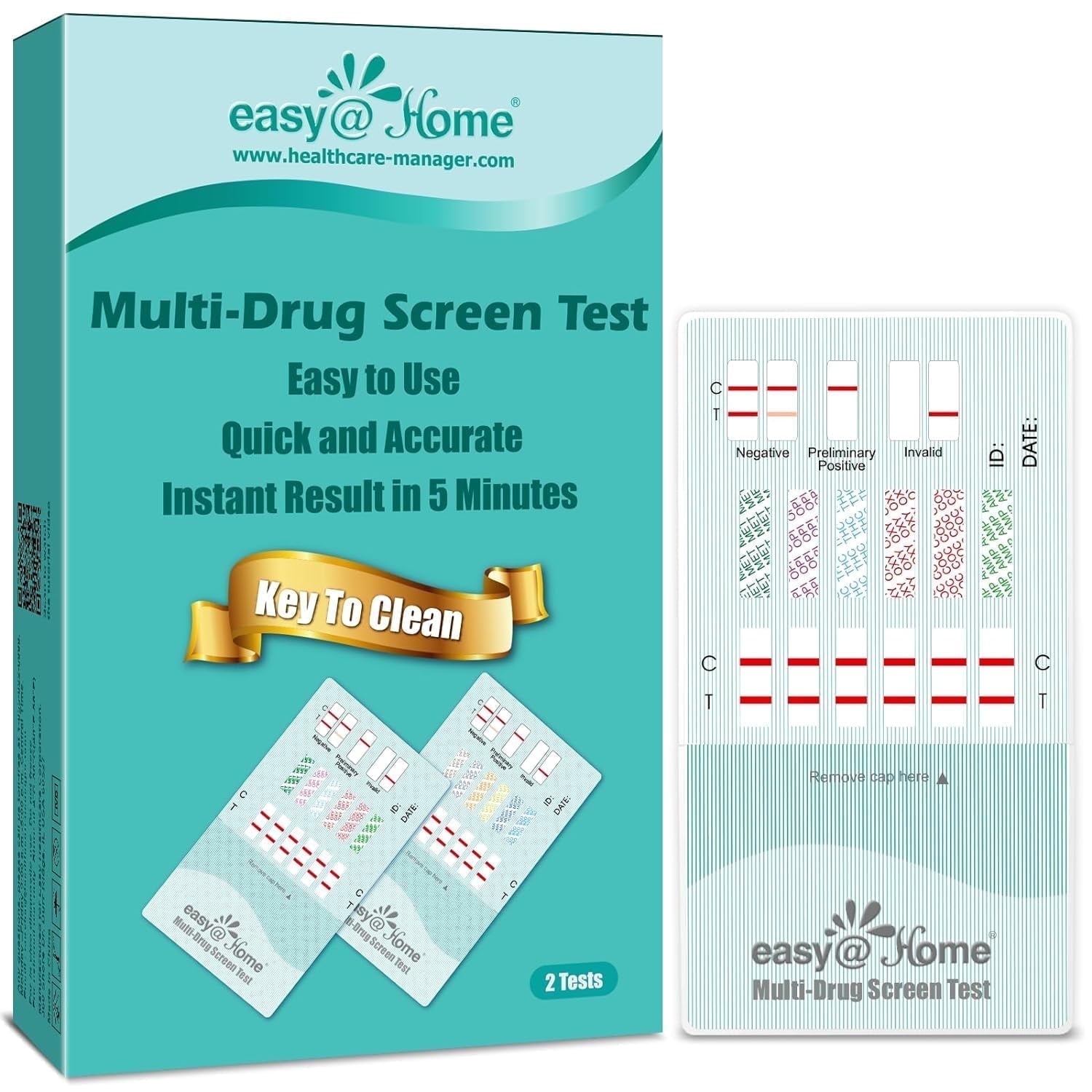 Easy@Home 12 Panel Instant Urine Drug Test, 2 Count