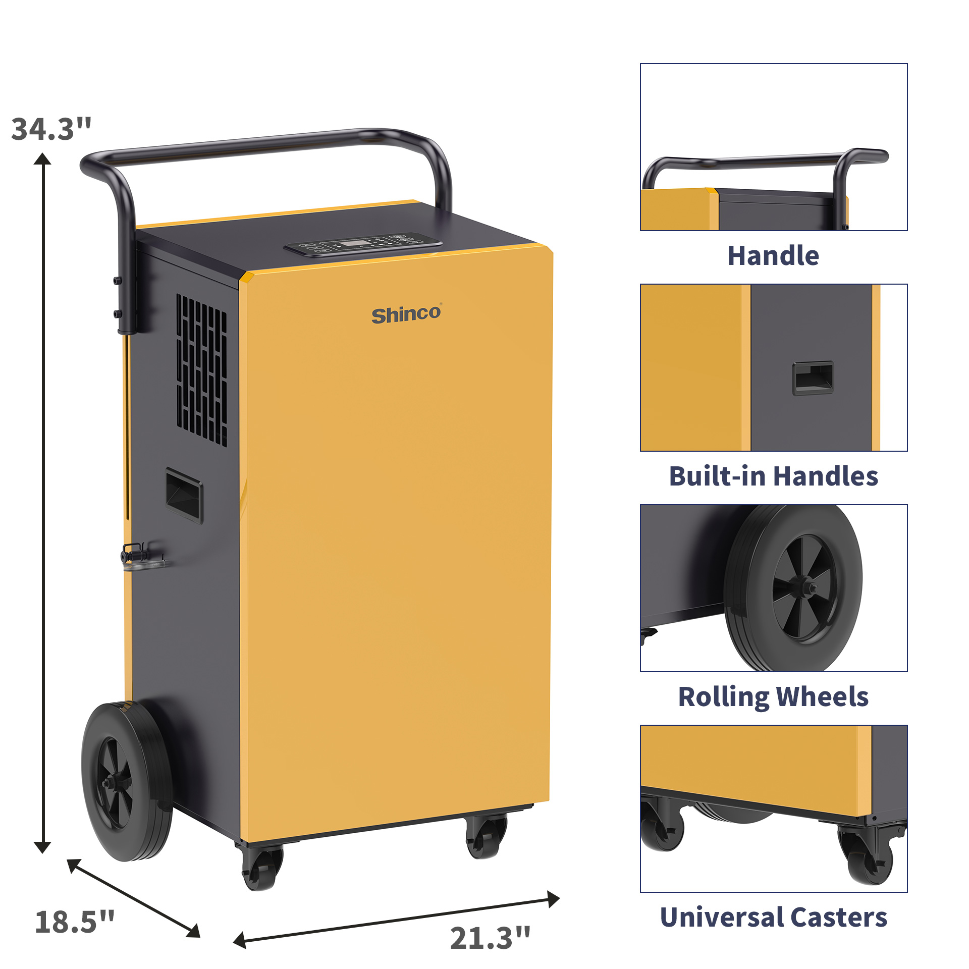 Shinco Commercial Dehumidifier 200 Pints Industrial with Drain Hose for Large Basement & Spaces