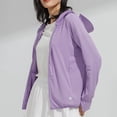 thumbnail image 5 of Women's Lightweight Long Sleeve Sun Protective Jacket with Detachable Hood and Security Pockets, Quick-Drying UV Blocking Fabric for Hiking, Outdoor Adventures and Daily Sun Protection Purple XXL, 5 of 6