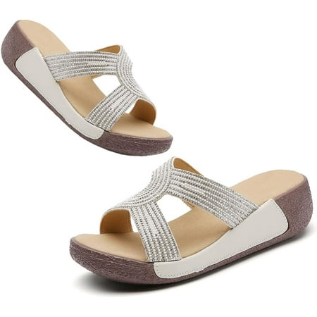 Women s Platform Sandals Slip on Summer Outdoor Slides Slippers Shoes Casual Fashion Platform Wedge Sandals for Ladies