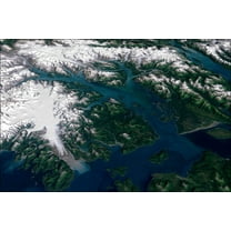 24"x36" Gallery Poster, 3D visualization of Landsat imagery of Glacier Bay National Park and Preserve