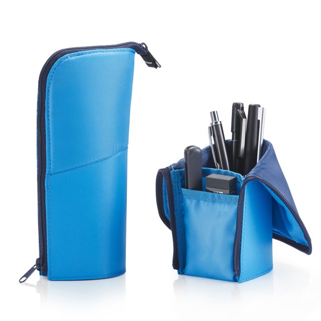 Estuche para lápices KOKUYO Neo Critz, organizador con soporte plegable, azul
