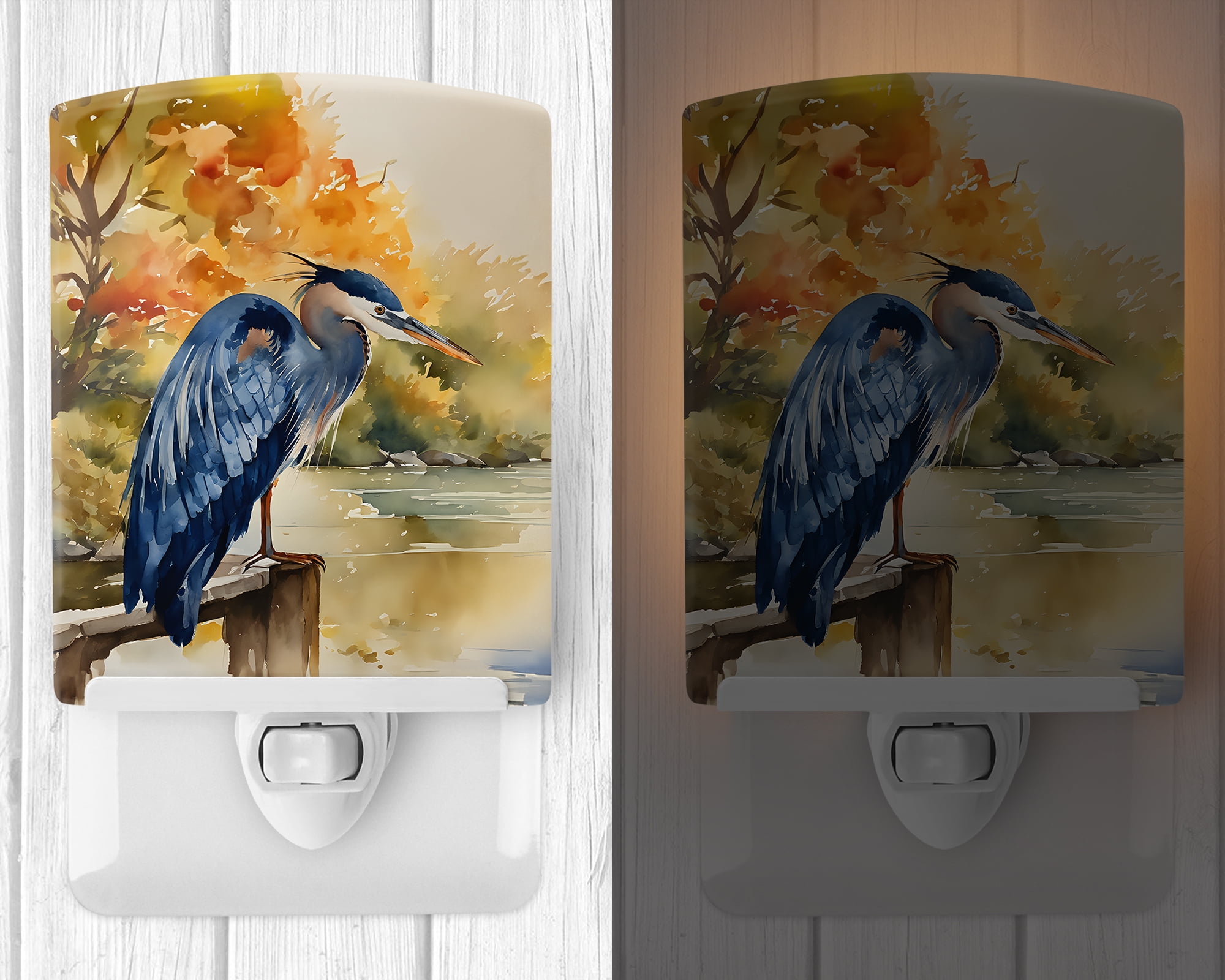 Blue Heron Ceramic Night Light 4 in x 6 in