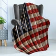 thumbnail image 4 of 4th of July Soft Flannel Fleece Throw Blanket, Rustic Backdrop American Flag Design Wooden Boards Design, Cozy Plush for Indoor and Outdoor Use, 50" x 60", Vermilion Navy Blue, by Ambesonne, 4 of 5