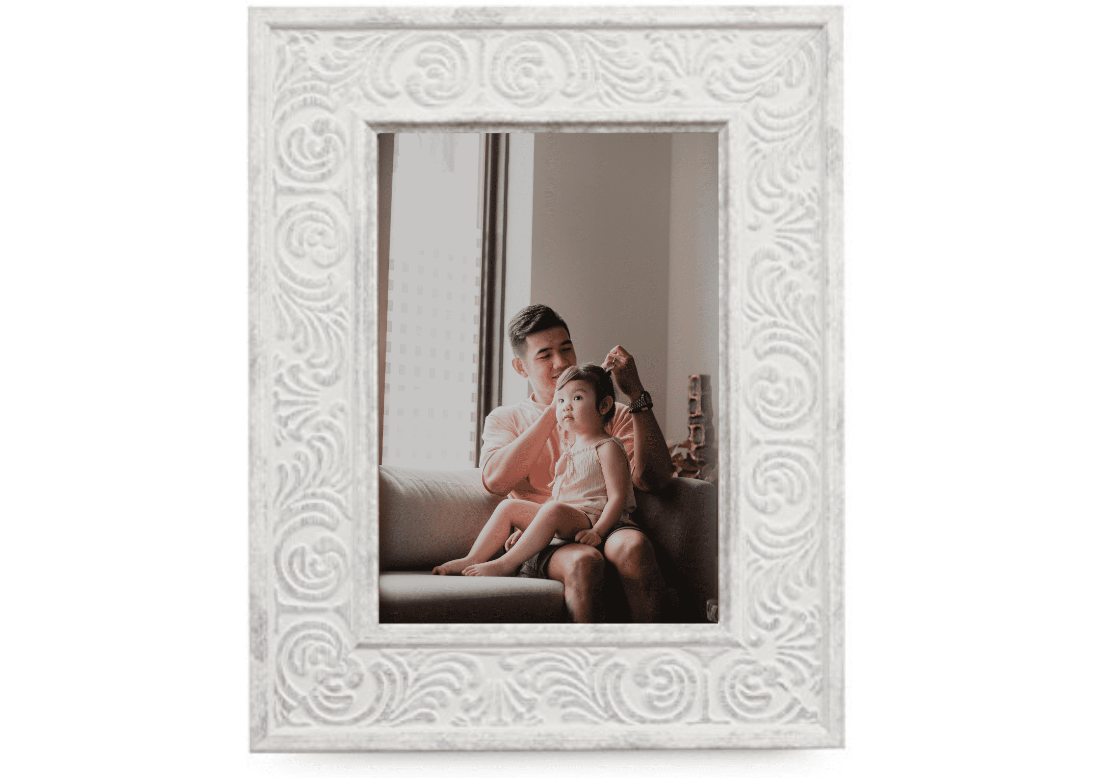 8x10 Distressed White Picture Frame, Wall Mount or Desktop Display