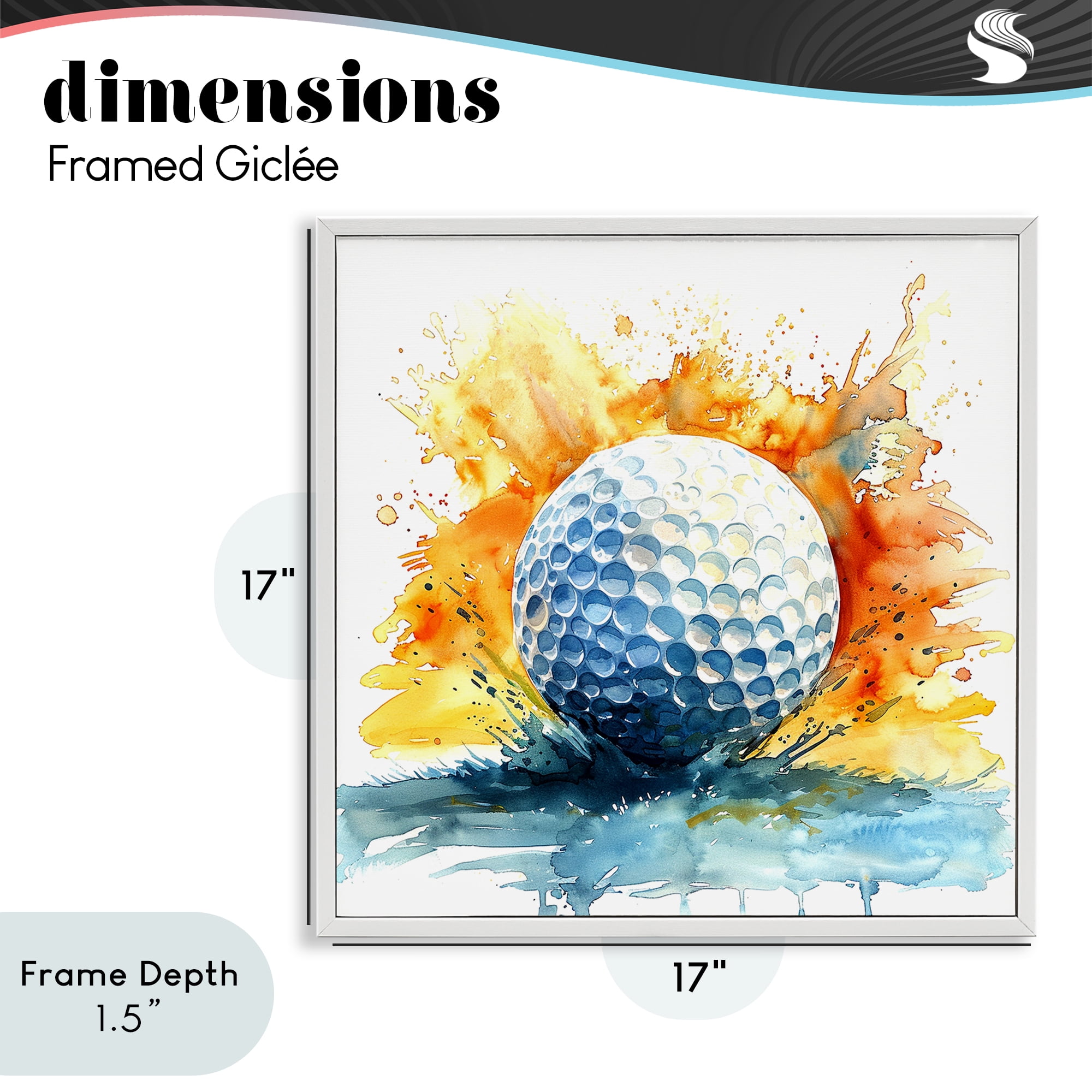 Stupell Industries Golf Splash Watercolor Burst White Framed Giclee Art, design by LSR Design Studio