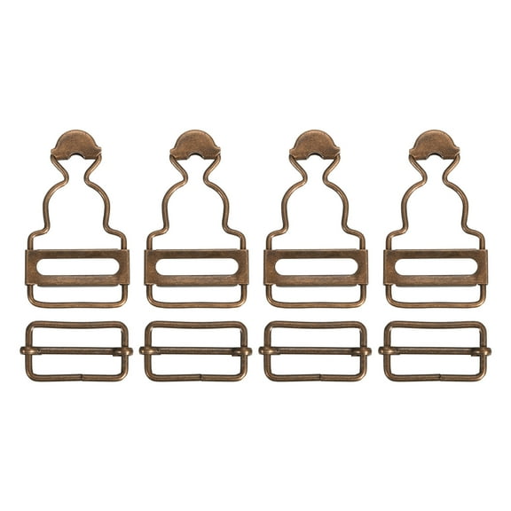 Overall Buckles 4 Sets Retro Suspender Replacement Buckles 28mm, Copper Tone