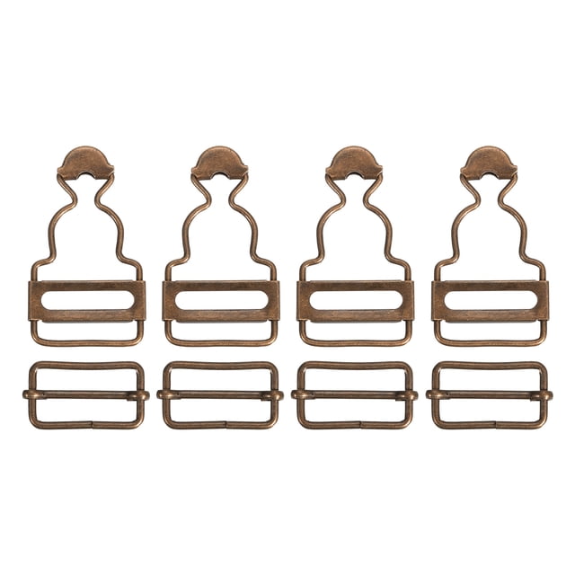Unique Bargains Overall Buckles 4 Sets Retro Suspender Replacement Buckles 28mm, Copper Tone