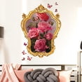 thumbnail image 1 of Adhesivos de pared creativos con marco de espejo con rosas rosadas y culata, 1 of 4