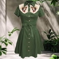 thumbnail image 2 of Icvfdpl Robes d'Été pour Femmes, Chemise Imprimée à Fleurs Western Vintage Boutonnée Style Rétro Robes Midi Confortables Robe Florale pour Femmes,m, 2 of 3