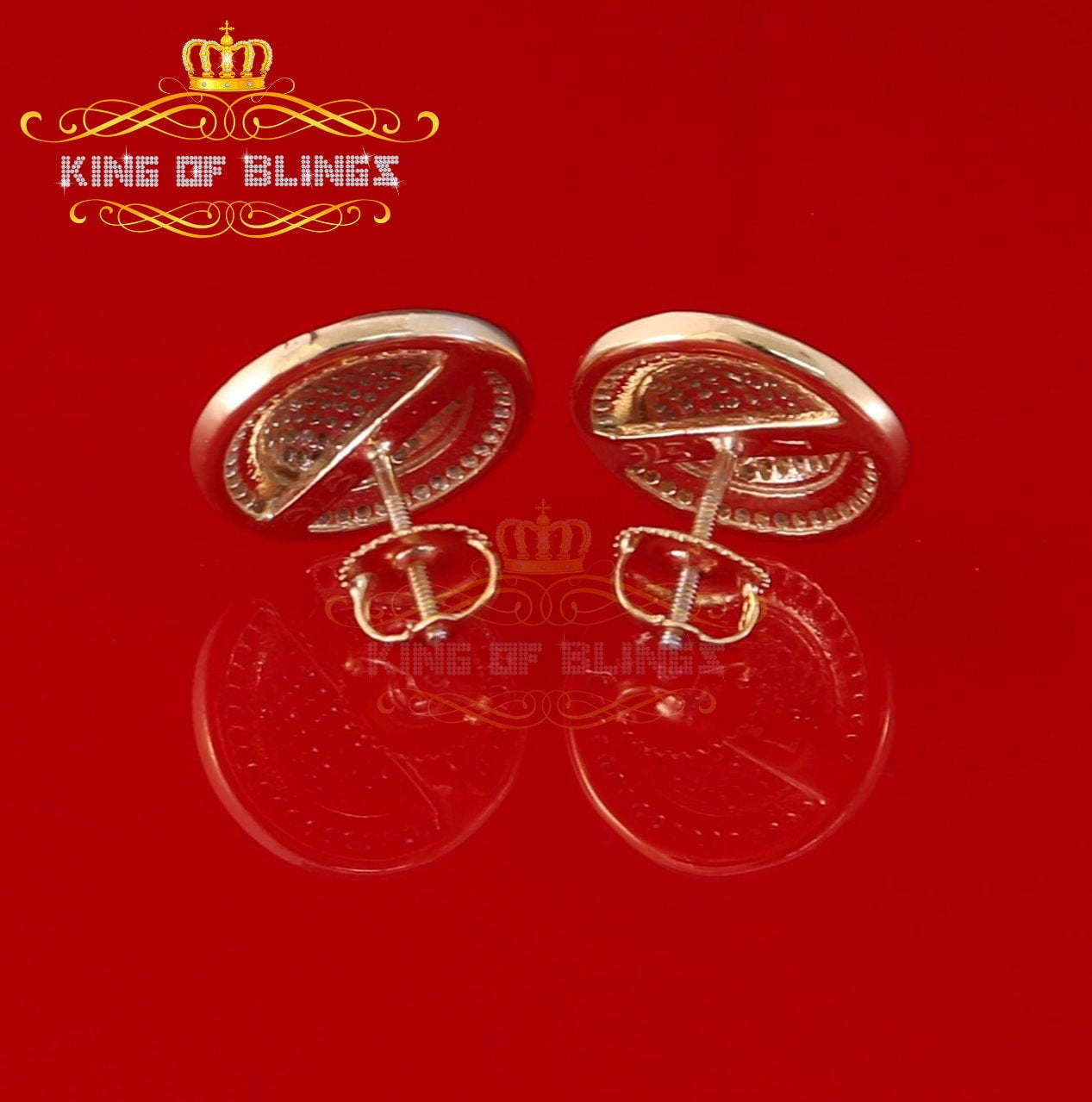 King of Bling's 925 Sterling Silver Yellow Hip Hop 0.50ct Diamond Men's/ Women's Stud Earrings