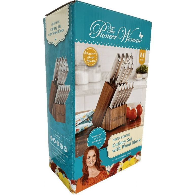 THE PIONEER WOMAN 14-Piece KITCHEN KNIFE BLOCK SET Red STAINLESS STEEL -  household items - by owner - housewares sale