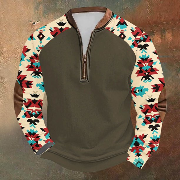 Blusas y camisas de manga larga con cuello redondo para hombre Sudadera con puños en los hombros estampada para hombre Blusa de poliéster de manga larga con cuello redondo para hombre