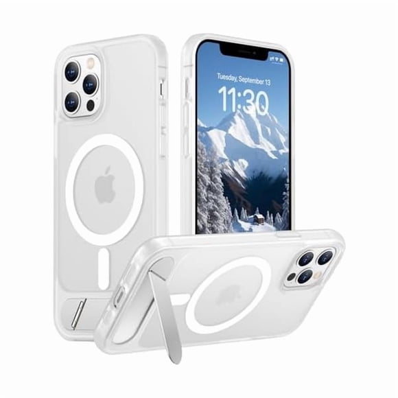 ccwmincc Magnetic Compatible with iPhone 12 Case & iPhone 12 Pro Case, [Built-in Invisible Kickstand][Compatible with MagSafe][Military Grade Shockproof] Slim Translucent Matte Phone Case 6.1"