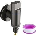 thumbnail image 1 of Washing Machine Faucet, 1/2 and 3/4 Black Stainless Steel Washing Machine Faucet Angle Valve, Water Stop Valve for Washing Machine, Garden, 1 of 4