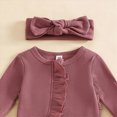 thumbnail image 5 of NOLDARES Newborn Baby Girls Smocked Romper Preemie Long Sleeve Jumpsuit Going Home Outfit with Bow Headband,A1130-Wine, 5 of 5