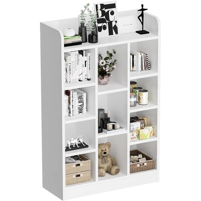 Librero Organizador de 8 Cubos Estante Minimalista de Madera para Libros y Organizar Mueble 120 * 30 * 60cm de Grande Librería de Pared con Estantería para Sala Oficina Dormitorio