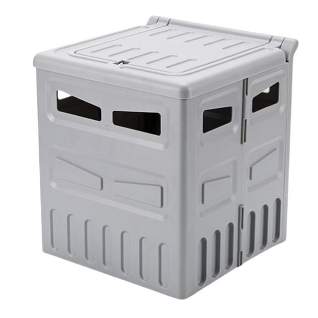 Inodoro portátil plegable con tapa, taburete de almacenamiento para inodoro de coche, orinal de viaje portátil gris Zulema Baño portátil