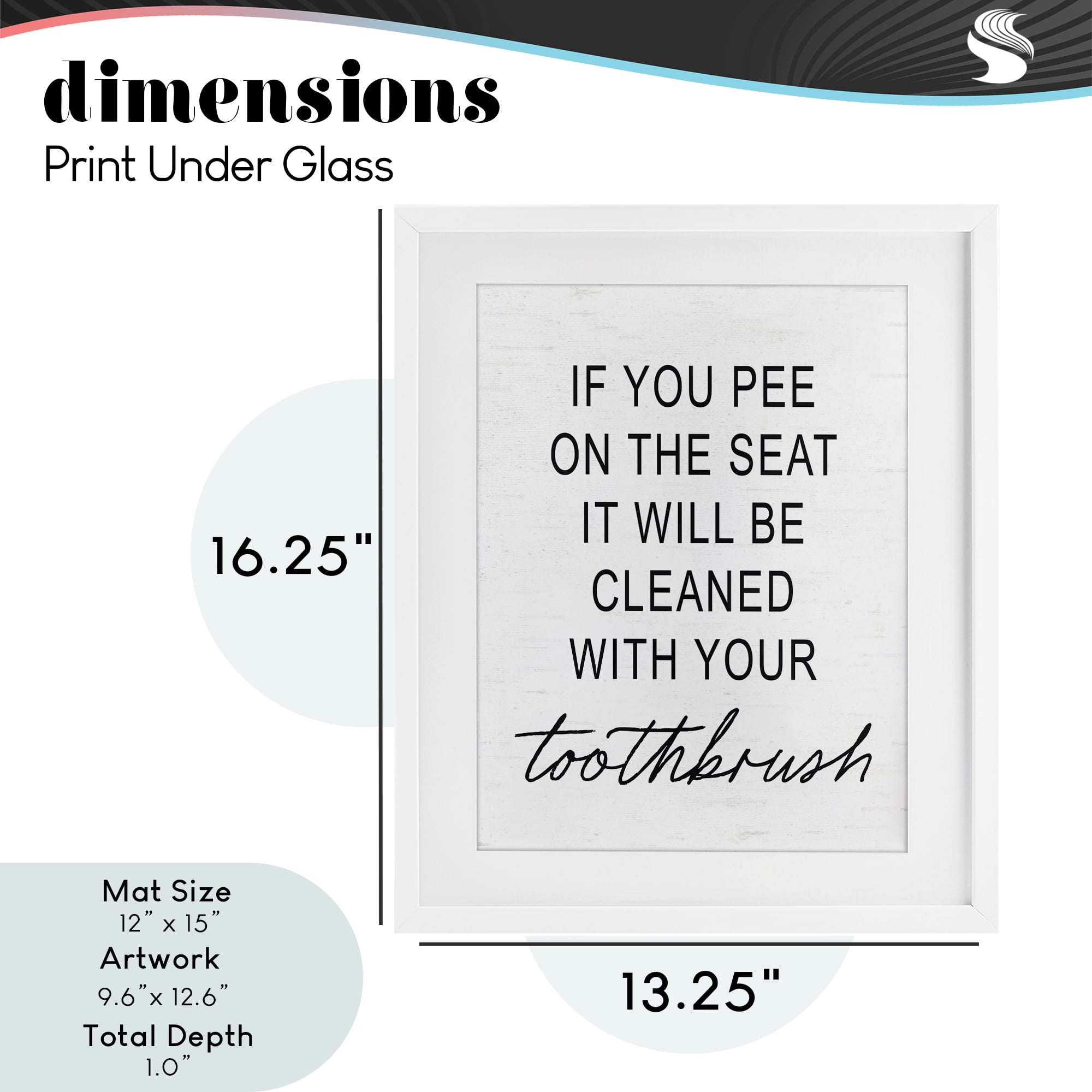 Sassy Clean With Toothbrush Warning White Framed Print Under Glass, design by Lettered and Lined