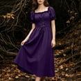 thumbnail image 5 of Women's Renaissance Dress Medieval Gothic Lace-Up Dresses Puff Sleeve Fairy Retro Gown Peasant Dresses, 5 of 9