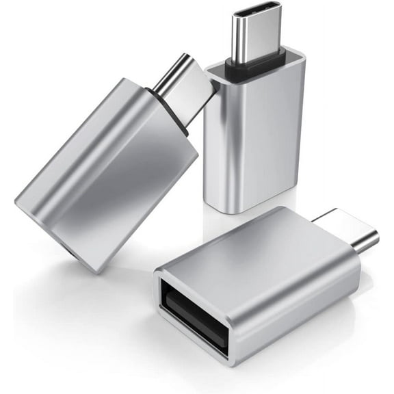 USB C to USB Adapter 3 Pack,USB C Male to USB A 3.0 Female Adapter,Type C Thunderbolt 4 OTG Converter for Apple MacBook Pro,Mac Book,iPad,Microsoft Surface Go,Samsung Galaxy S20 S21 S22 S23  Silver