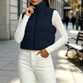 thumbnail image 2 of Smupbvky Cropped Vest for Women Zip Up Sleeveless Quilted Jacket Lightweight Mock Neck Winter Outerwear for Layering (XL, Navy), 2 of 7