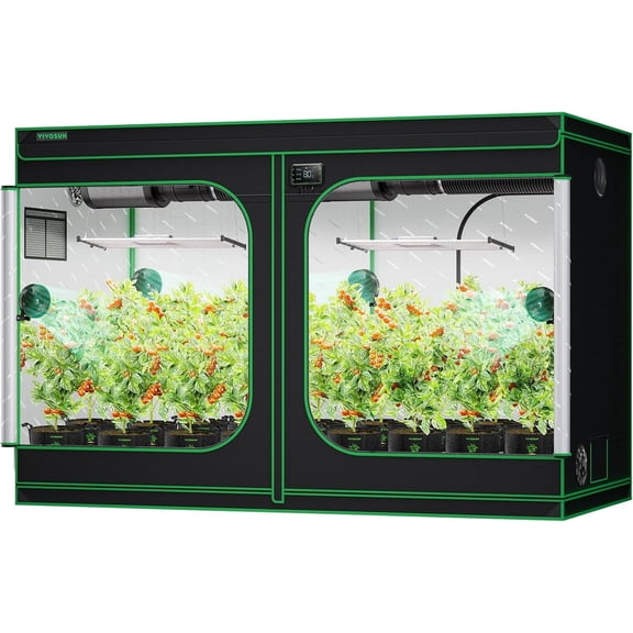 VIVOSUN S105 10x5 Grow Tent, 120"x60"x80" High Reflective Mylar with Observation Window and Floor Tray for Hydroponics Indoor Plant for VSF6450