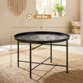 thumbnail image 3 of Round Coffee Table with Hammered Tray Top, 26-Inch Metal Center Table for Living Room or Bedroom, 3 of 5