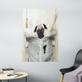 thumbnail image 1 of Pug Tapestry, Puppy Reading the Newspaper on the Toilet Bathroom Funny Image Pug Joke Print, Wall Hanging for Bedroom Living Room Dorm Decor, 40W X 60L Inches, Cream Black White, by Ambesonne, 1 of 2