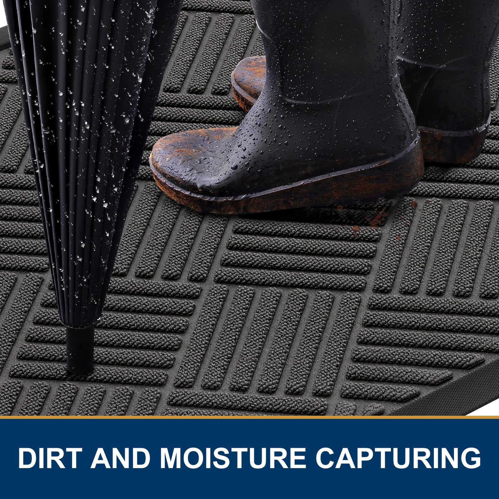 Smiry Front Door Mats For Inside, Low Profile Heavy Duty Outdoor Doormats, Non Slip Dirt Trapper Entryway Mat, 47x32, Grey