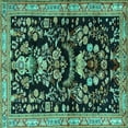 thumbnail image 1 of Ahgly Company Indoor Square Animal Turquoise Blue Traditional Area Rugs, 7' Square, 1 of 4