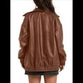 thumbnail image 3 of Chaqueta de Sintético para Mujer, Abrigos de Motociclista Extragrandes, Moda Otoño 2025, Ropa de Invierno Camello XXL, 3 of 7