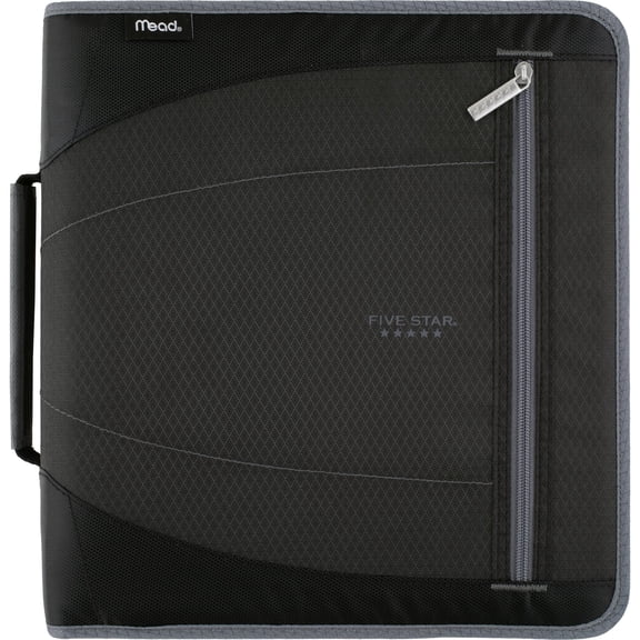 Five Star 2 Zipper Binder Plus File Folders BlackGray - Zipper Binders