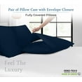 thumbnail image 4 of Royale Linens 400 Thread Count 100% American Grown Cotton Pillowcase Set - Luxury Sateen King Pillow case - 20"x40" Inch Soft & Smooth Set of 2 Navy Pillowcases - (King, Rivera Navy), 4 of 9