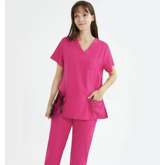 Steven & Mom Women Classic Stretchy Nurse Uniform Scrub Top ( V-Neck)