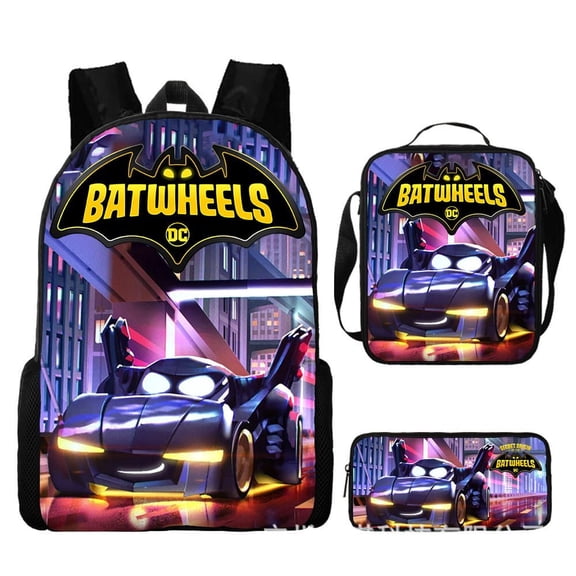 Batwheels 3 Pcs Backpack set Casual Multifunction Game Theme Backpacks 17"