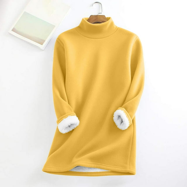 IMENGL T-Shirts Thermiques à Col Montant pour Femmes, Jaune m, Taille M-3TG
