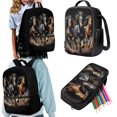 thumbnail image 7 of KUIFORTI Horse Print Shoulder Bag Casual Pencil Bag Large Capacity Ice Packs Tote Bag Lunch Case for Boys Girls, 7 of 7