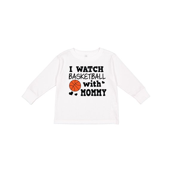 Inktastic I Watch Basketball with Mommy Boys Long Sleeve Toddler T-Shirt