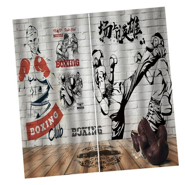 Juego de 2 cortinas 3D para ventana de dormitorio y sala de estar Boxeo