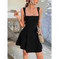 thumbnail image 4 of Women'S Casual Square Neck Sleeveless Tank Top Flare Mini Dress A Line Party Club Dresses Black S, 4 of 9